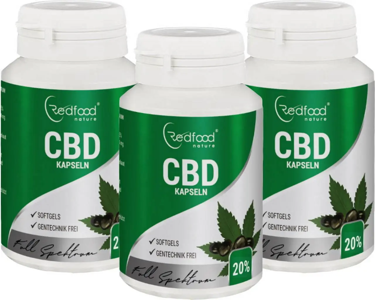 Angebot 3x 20% CBD Vollspektrum Hanföl Kapseln Kaufe 2 Erhalte 3