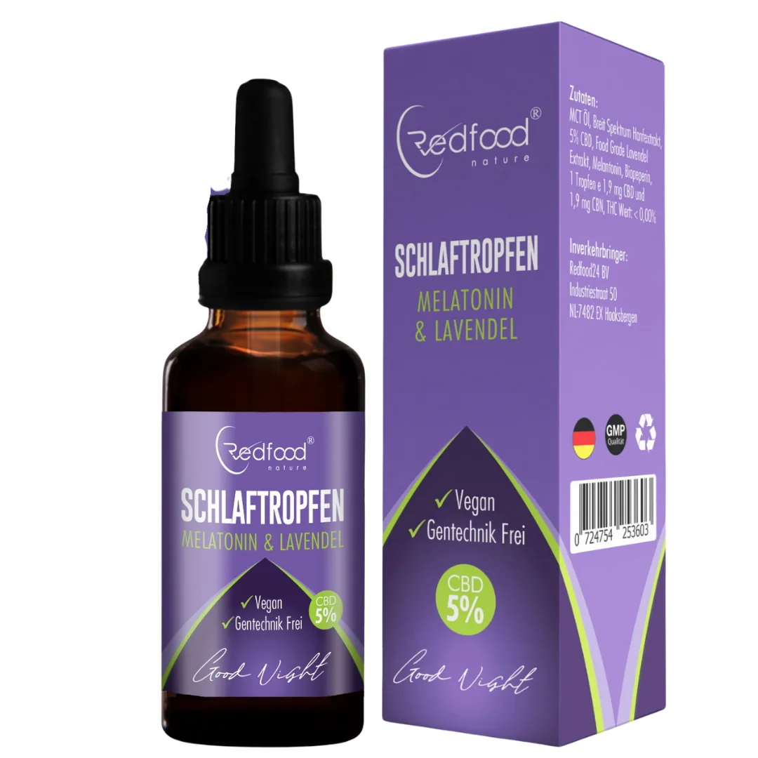 5% CBD Schlaftropfen mit Melatonin & Lavendel 10ml